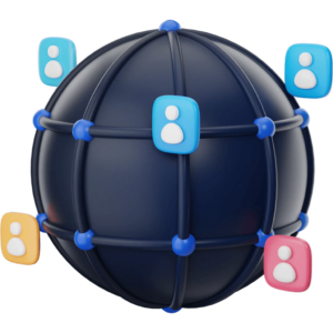 Users from various parts of the globe connected , showing social media in today's world.